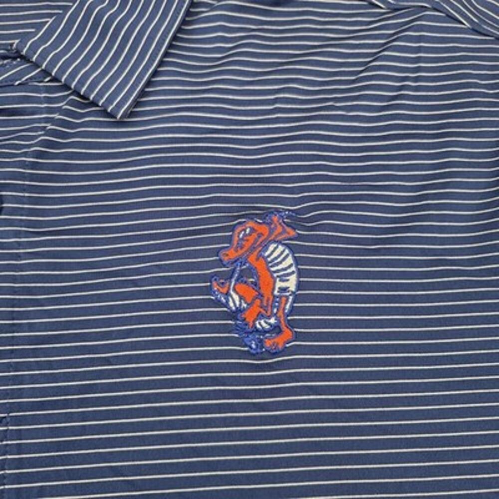Florida Gators Swinging Gator Golf Polo Shirt Cutter Buck Mens 2XL Blue Striped